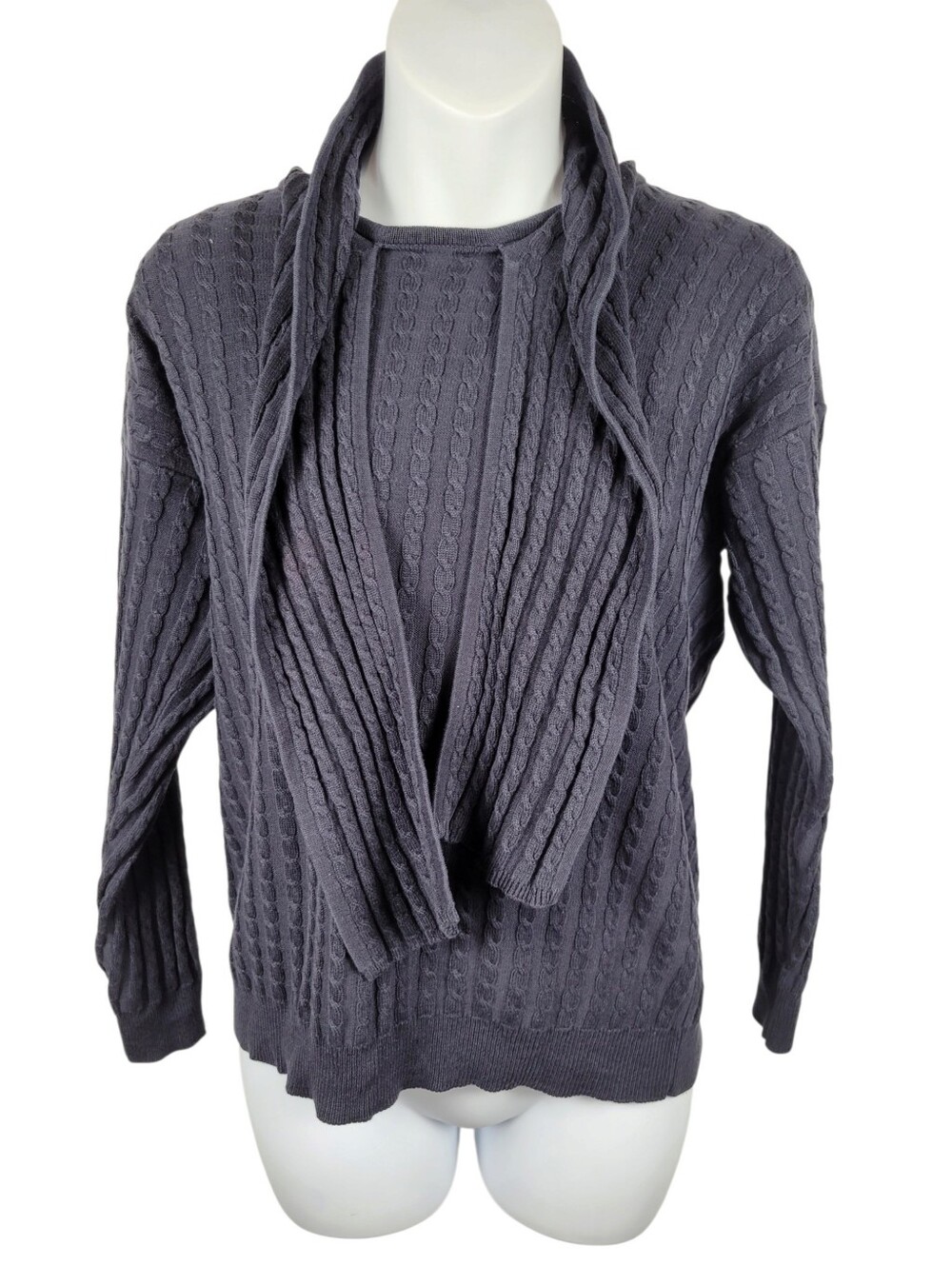 2/$20 Y2K Talbots Navy Blue Cable Twist Sweater Top Blouse Size: M